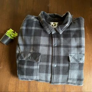 Voyager Grey & Black Plaid Fleece Lined Shirt Jacket Shacket Size 2XL